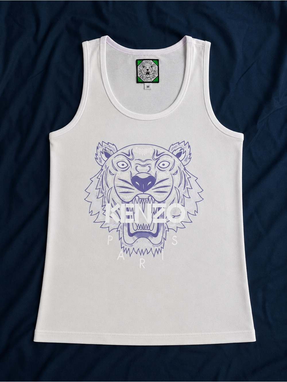 Authentic- Kenzo White Tank with Lavender Tiger Graphic- size M - Picture 2 of 6